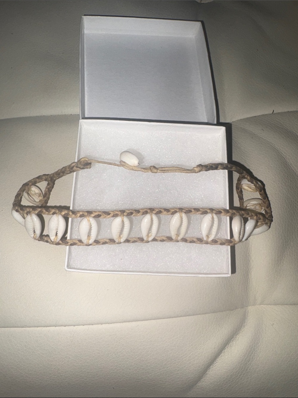 Natural White Cowrie Shell & Hemp Braided Hawaiian Choker Necklace